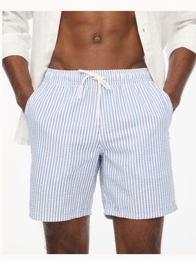 J.Crew Mercantile Men's Light Blue Seersucker Drawstring Shorts Size XL - NWT